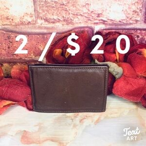 Vintage Rolf’s Mustang Brown Pebbled Cowhide Leather Money Clip Wallet